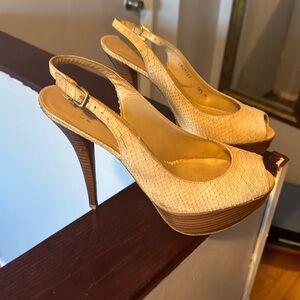 Stuart Weitzman slingback front platform peep toe pump